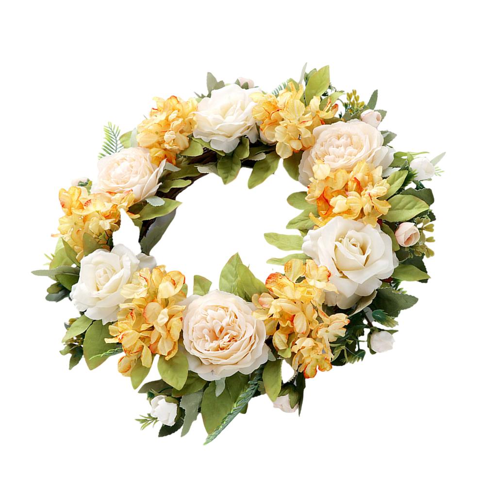 Practical Handmade Silk Rose Wreath with Leaf Portable Accessory for Weddings and Home Decoration Florals Garlands