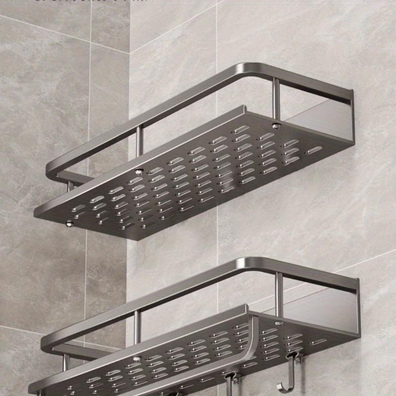 1pc Kitchen bathroom non perforated storage rack, multifunctional wall mounted seasoning shelf