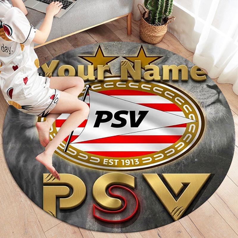 Philips Sport Vereniging Custom Name Round Area Rug,Carpet Rug for Living Room Bedroom Sofa Playroom Decor,Non-slip Floor Mat