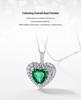 S925 Silver Lab-Grown Emerald Heart Pendant: Retro European-American Style Necklace for Women
