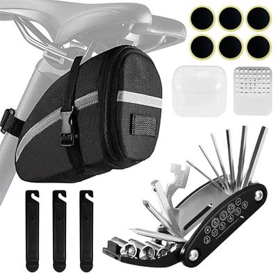 Kanoki Bicycle with Taillight Puncture Repair and Tire Easy To Compatible with Road and Mountain Bike Saddlebag/Frame Bag, Waterproof, 1.2L Capacity,