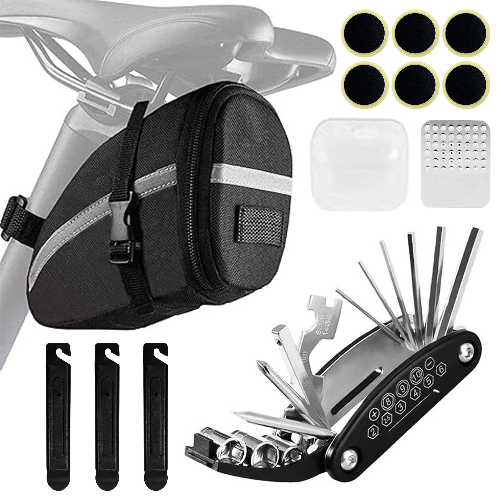 

Велосипед Kanoki с задним фонарем, для ремонта проколов и шин, легко совместимый с подседельной сумкой/сумкой на раму для шоссейного и горного велосипеда, водонепроницаемый, вместимость 1,2 л, чёрный