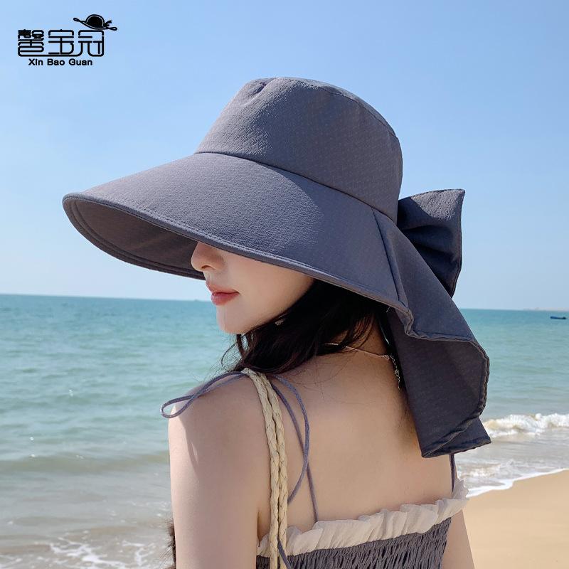 Sommer-Sonnenhut modisch vielseitig Schal mit Krempe Schleife Fischerhut Outdoor Radfahren Bergsteigen Sonnenhut