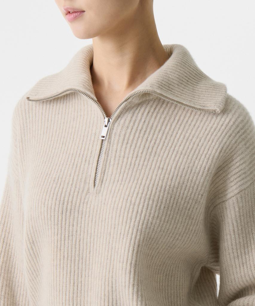 MUSINSA STANDARD WOMAN Women'S Lambswool Ribbed Knit Half Zip [Oatmeal]