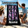 Custom Name Personalized KPop Demon Hunters Print Beach Towel, for Trip Camping Beach Party Home Decor, Birthday Gift for Family & Friends