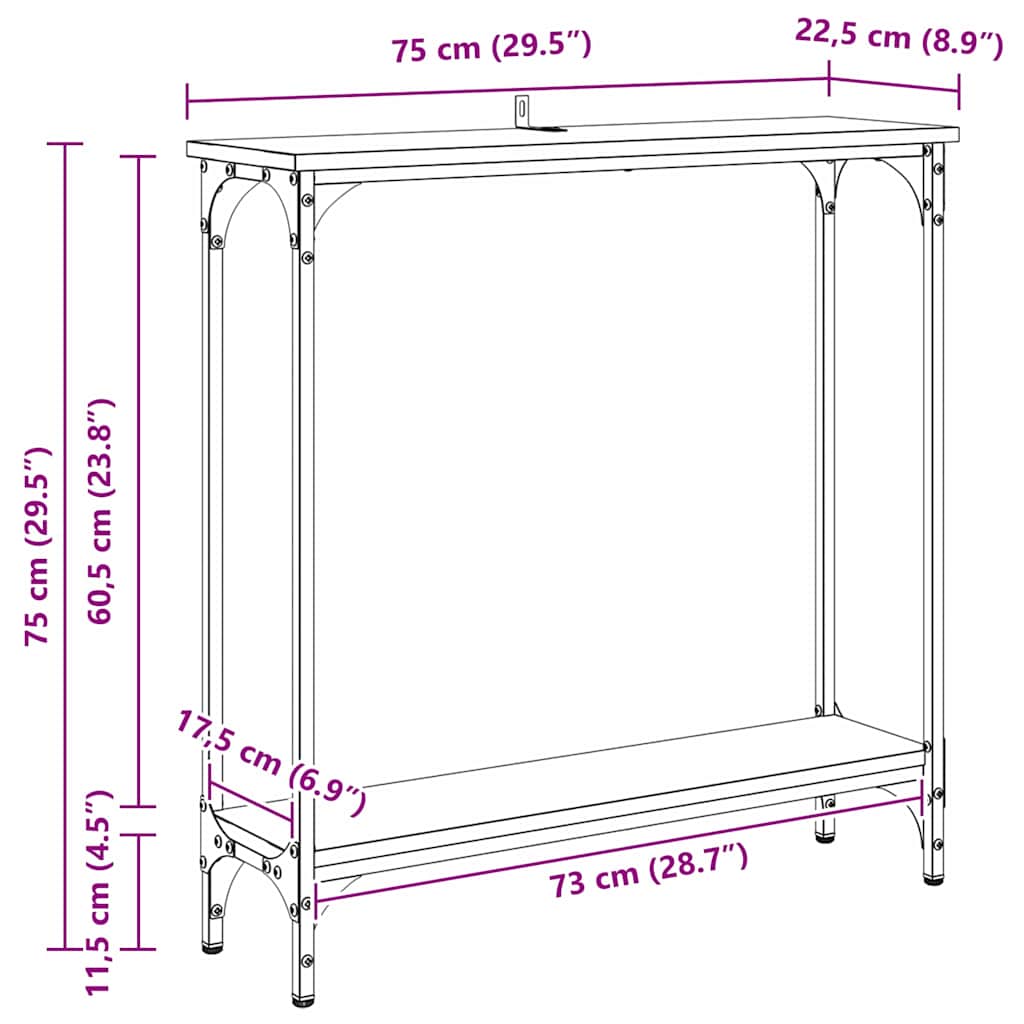 Console Table with Shelf Reclaimed Wood Look 75 x 22.5 x 75 cm Wood Based Material
