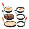 Professional Egg Rings Pancake Mold Set Set Stainless Steel Fried Egg Ring Griddle Pancake Shapers with Silicone Handle