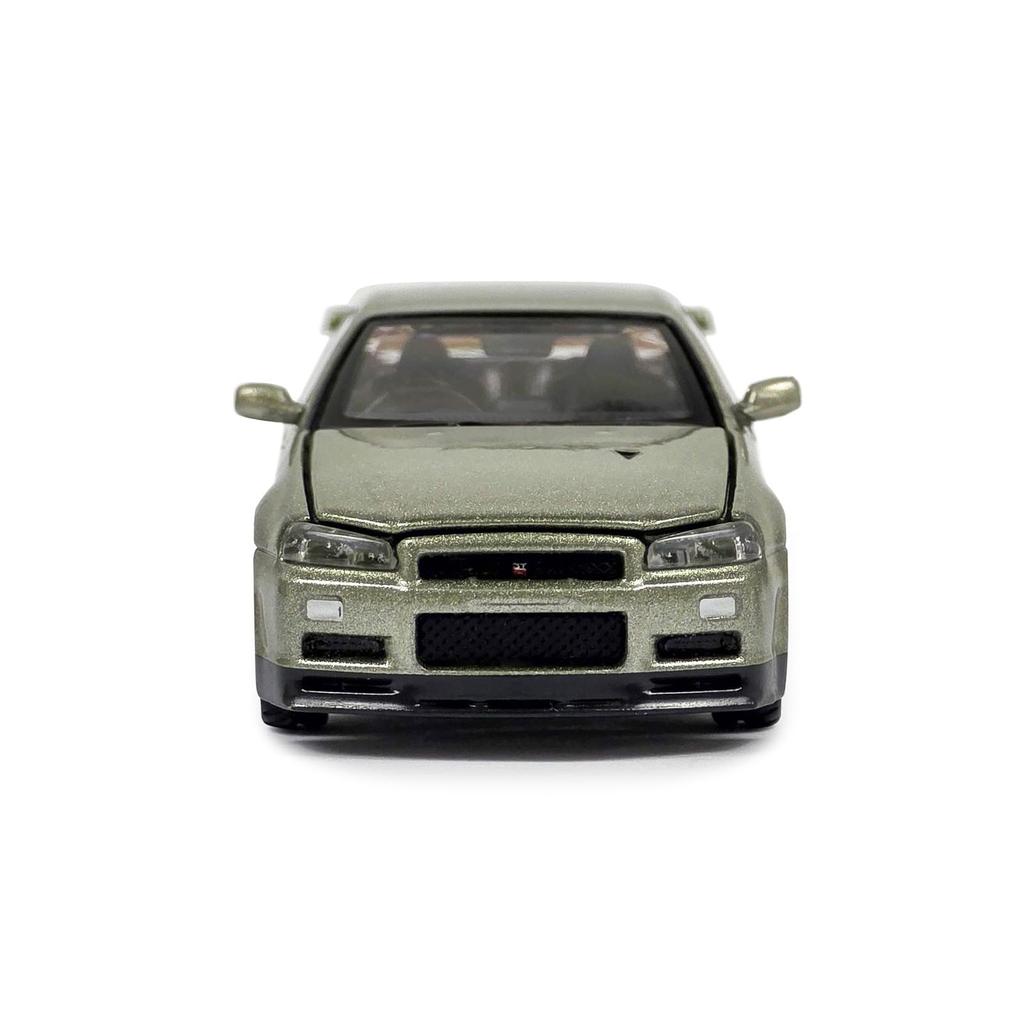 PAUDI MODEL 1/64 Diecast Model Car GT-R R34 Skyline 2000 Nissan V Spec II (Green)