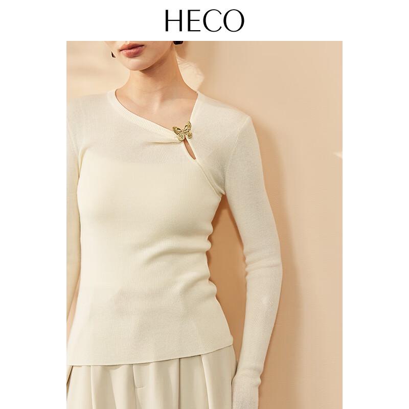 

HECO Butterfly Brooch Twisted Collar Long Sleeve Knit Top M