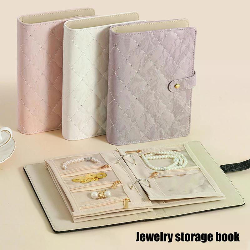 Stylish PU leather Jewelry Box, Portable Velvet Pouch with Clear Zipper, Ideal Women's Gift 1PC