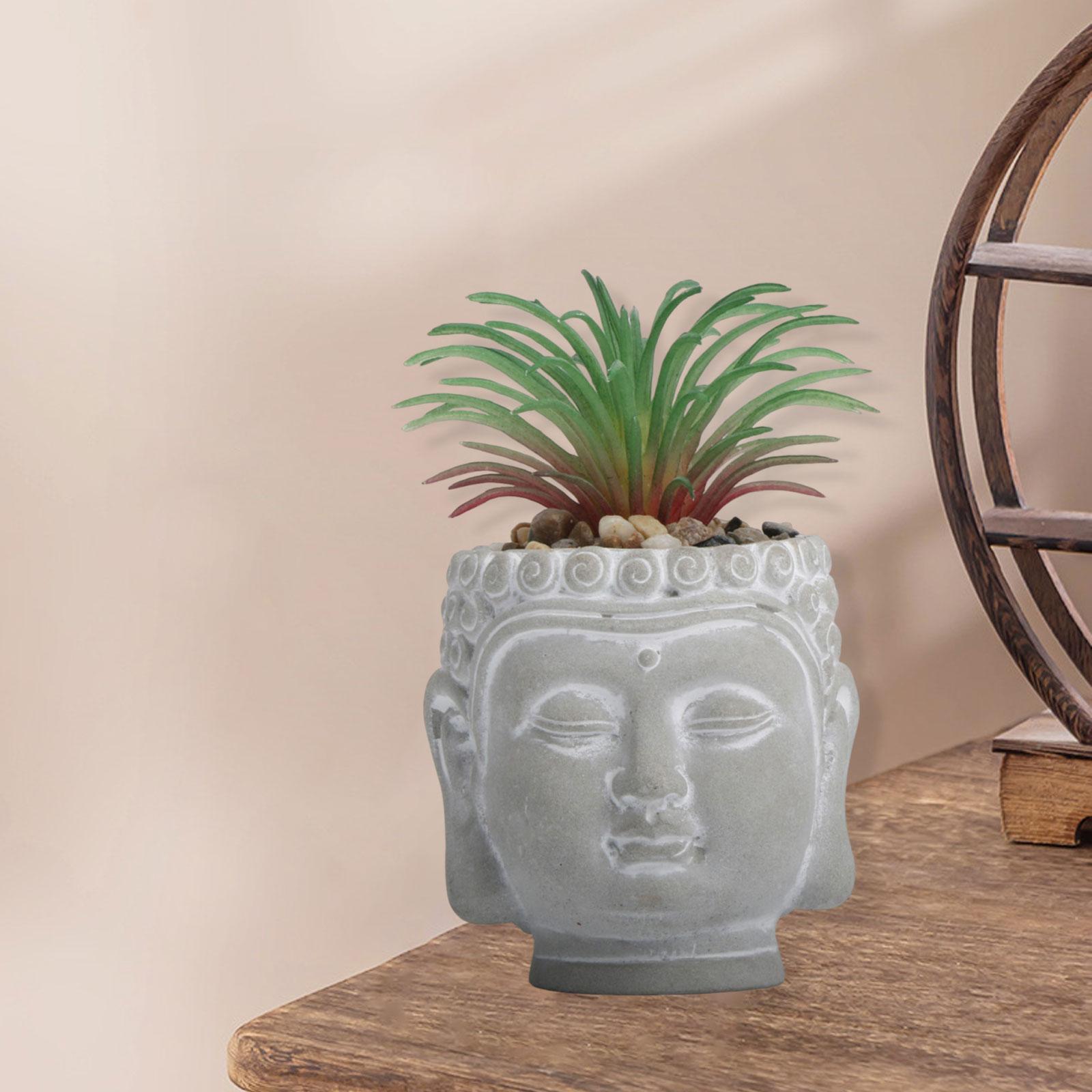 

Creative Buddha Flower Pot with Drainage Hole Resin Decorative Planter Ornament for Living Room Office Table