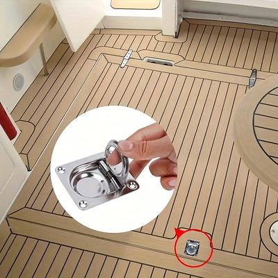1 szt. 65X56Mm Kwadratowy Pierścień Do Ciągnięcia Ze Stali Nierdzewnej Sprężynowy Wpuszczany Do Montażu Równo Okrętowy Luk Pokładowy Ciągnięcie Okucia Szafka Wpuszczane Pierścienie Ciągnięcie