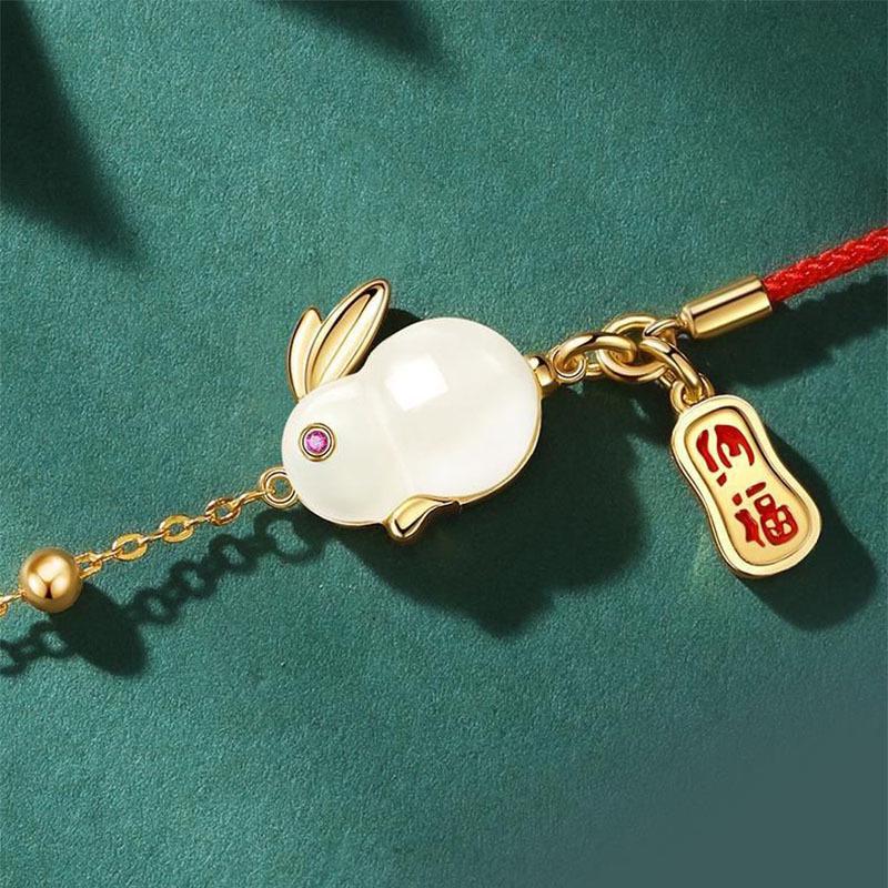 Chinese Jade Rabbit Bracelet - Fresh Literary Fashion for Girlfriend or Bestie's Birthday Gift