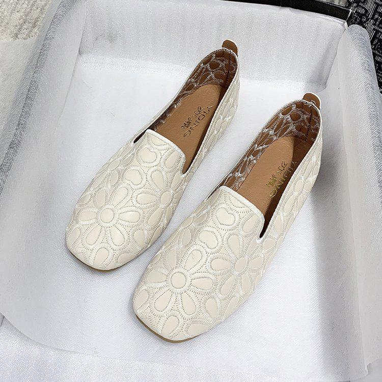 Women's Square Toe Loafers - Soft Leather, Hollowed-Out Flats for Spring/Summer 2025