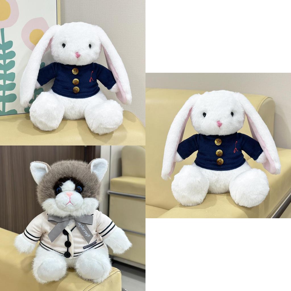 Cute Cat And Rabbit Plush Animal Toy With Short Plush Filling For Kids And Collectors