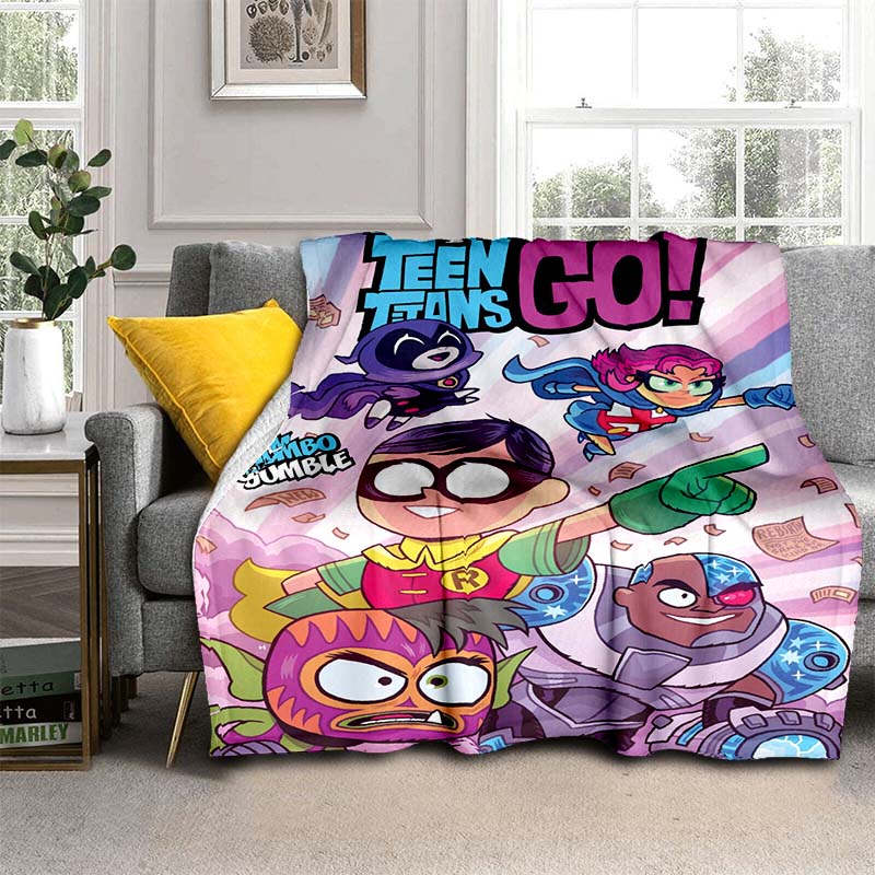 Teen Titans Go Character Blanket, Youth Throw for Home Decoration, Exclusive Gift for Modern Cartoon Fans.chl