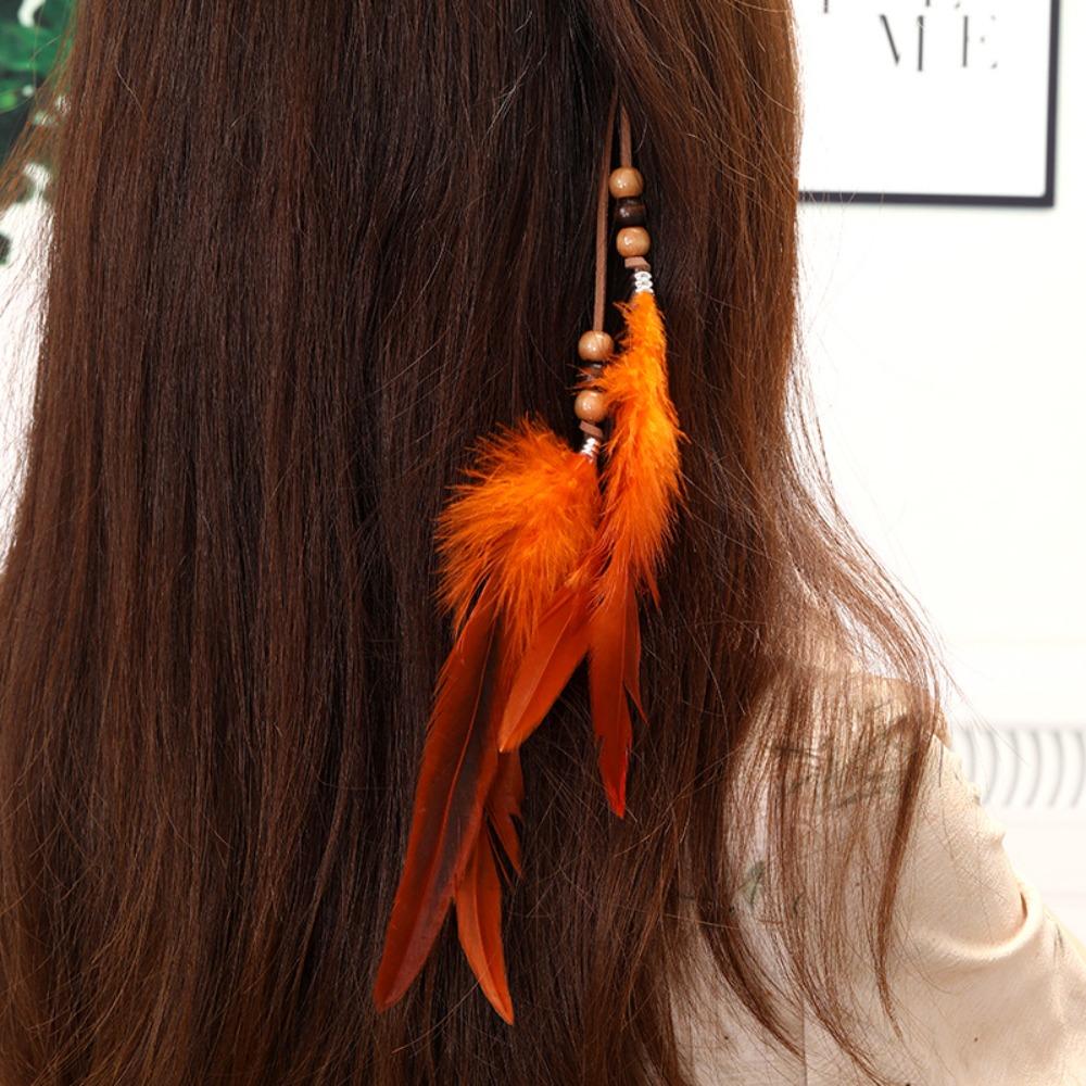 Vintage Headwear Feather Headdress Hair Clip Boho Style Hair Band Feather Headband  Girl