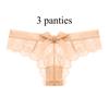 3 Pcs/Lot Women's Lace Bow Thongs Sexy Low Waist Panties Underpants