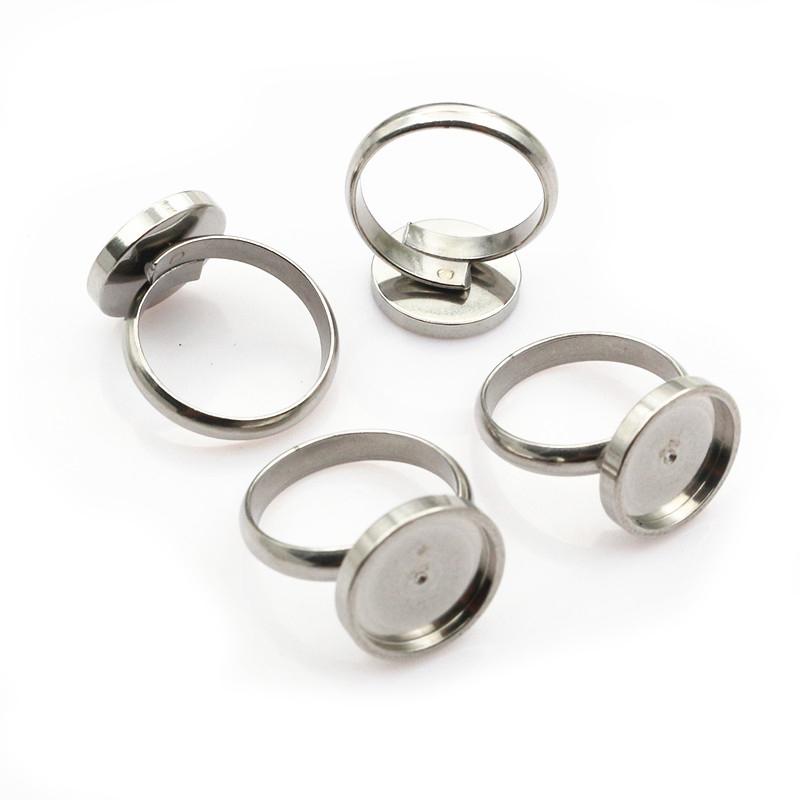5pcs Stainless Steel 6-14mm Inner Size Craft Ring Cabochons Blank Base Settings Tray DIY Jewelry Making Accessories Supplies