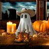 Halloween Ghost Decoration Cowboy Ghost Cute Indoor Halloween Statues Spooky With Boots For Home Shelf Mantel Display