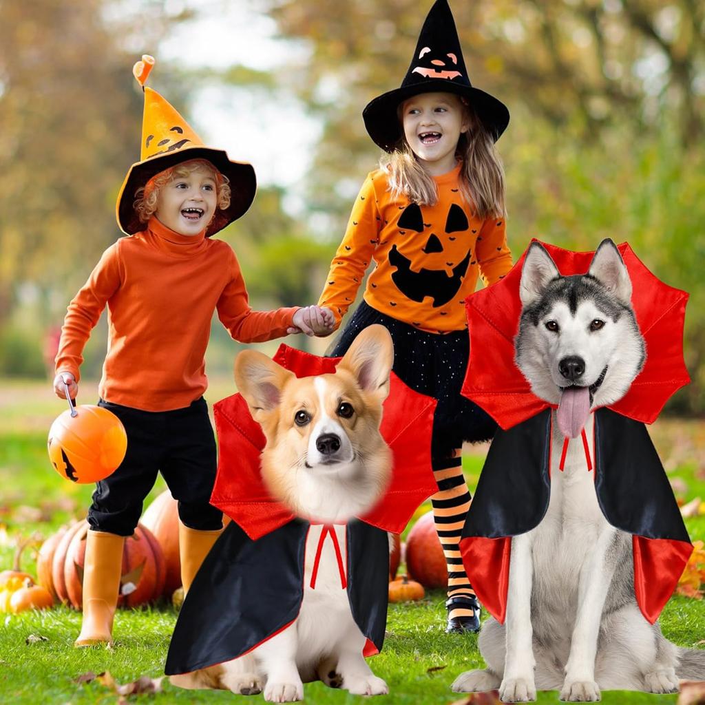 Dog Halloween Costumes, Dog Vampire Devil Cloak Cape Costume Halloween Costumes for Small Medium Large Dogs Pets (Large)