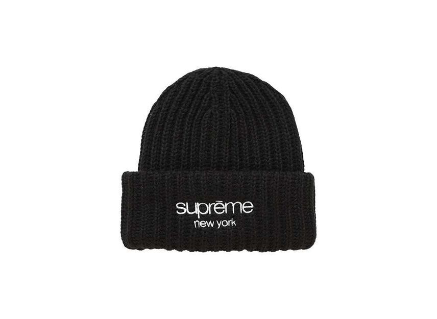 Supreme Classic Logo Chunky Ribbed Beanie Black One-Size
