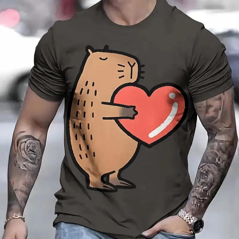 3D Print Funny Capybara Graphic T Shirt For Men Women Cute Animal Capybara T-Shirts Summer Casual Fashion Loose Kids Tees Tops