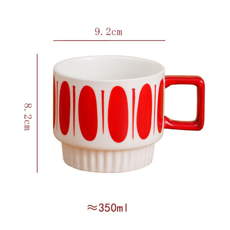 Creative Stacking Cup Painted Pattern Porcelain Mugs Tableware Coffee Mug Dining Table Afternoon Tea Teacup Fruits Juice Cup