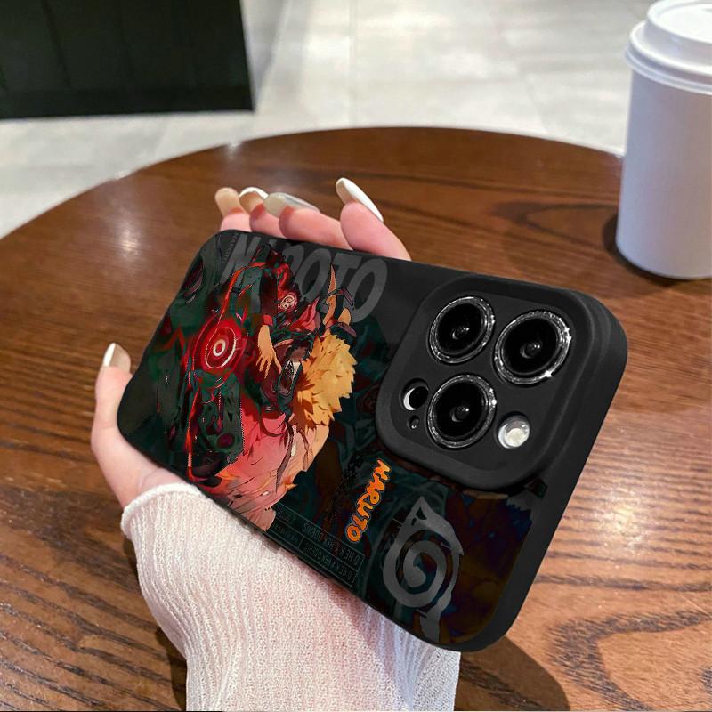 

Поверхность морщин и неровностей чехол для телефона с рисунком Наруто защитный матовый чехол TPU мягкий силиконовый чехол iPhone 16 чёрный