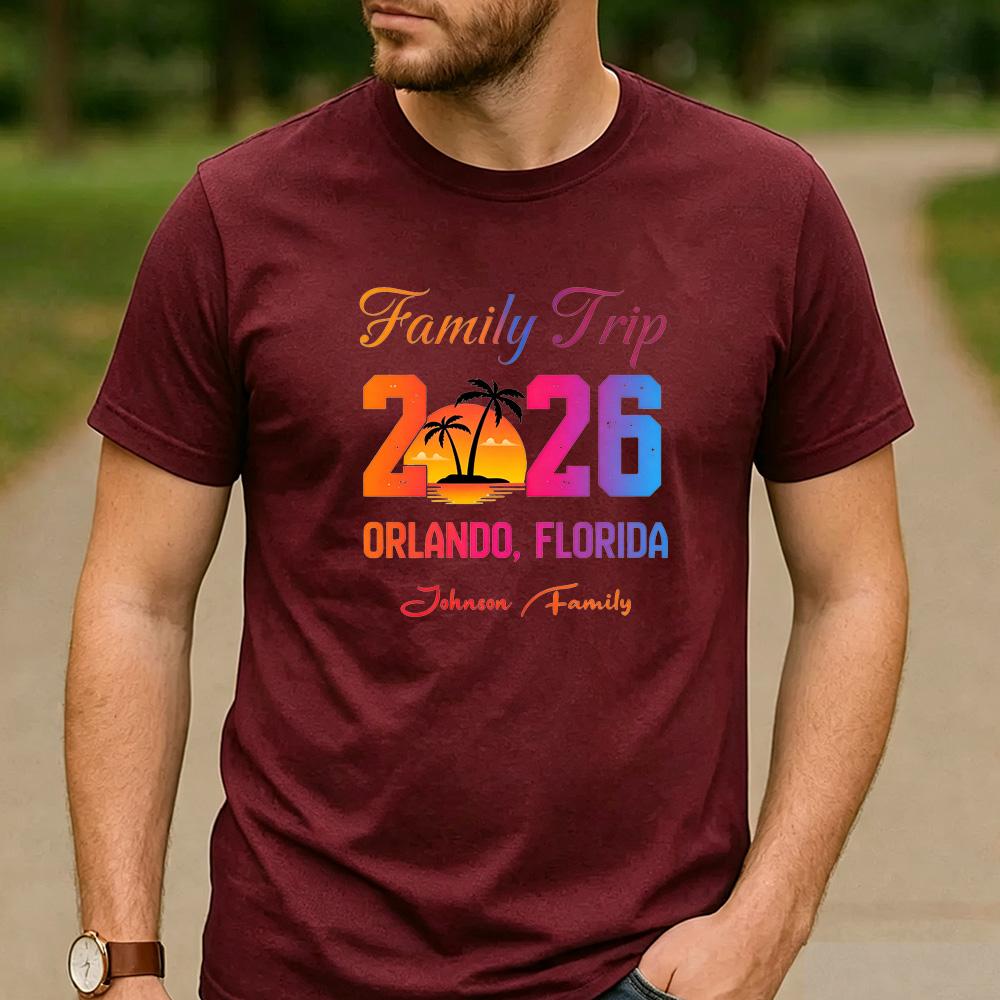 Summer Beach Vacation Streetwear Graphic T Shirt 2026 Orlando Florida Family Trip Print Unisex Fit Cotton Casual Outdoor Tee