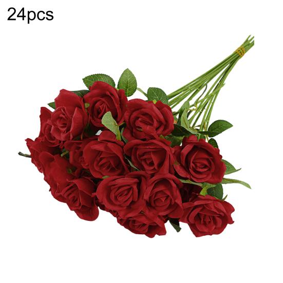 Artificial Rose Flower Realistic Long Stem Faux Silk Rose Bouquet for Valentine's Day Home Wedding Party Centerpiece Flower Arrangement