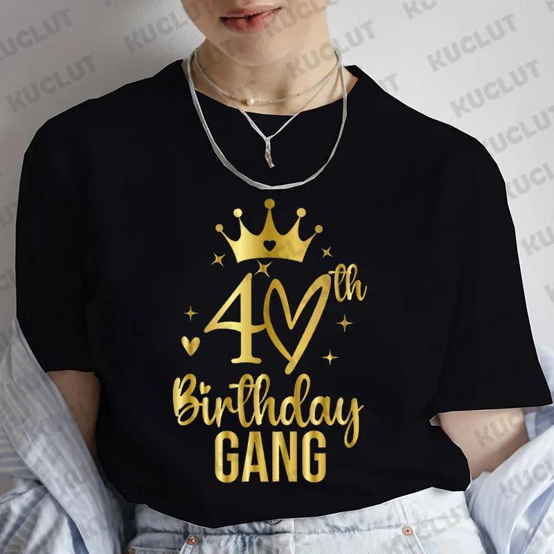 T-Shirt für Damen Kapitel 40. Geburtstag Crew Party Y2k Tops Grafik 40 Geburtstag Squad Kapitel T-Shirt Sommer Kurzarm Tees