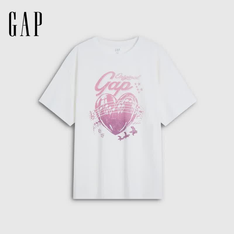 GAP Women's Pure Cotton Heart Logo Short Sleeve T-Shirt