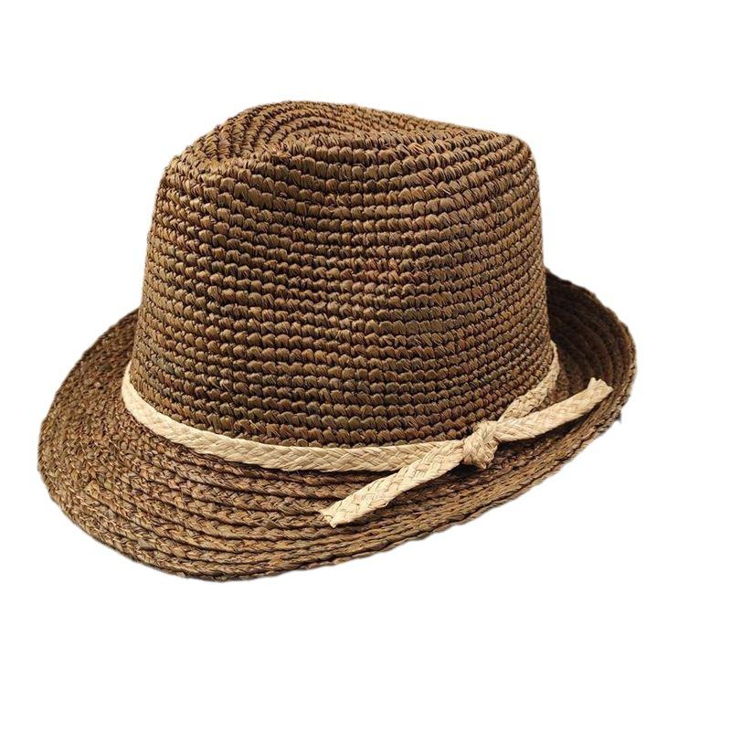 Small head circumference women's hat summer raffia top hat British style hand-woven jazz hat casual simple men's hat