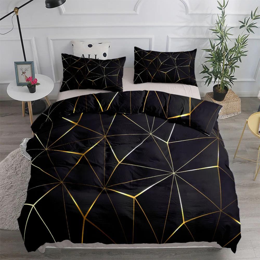 Liquid Leaf Pattern Duvet Cover Set 3D Digital Printing Quilt Cover Bedding Three-piece Set Fashion Design