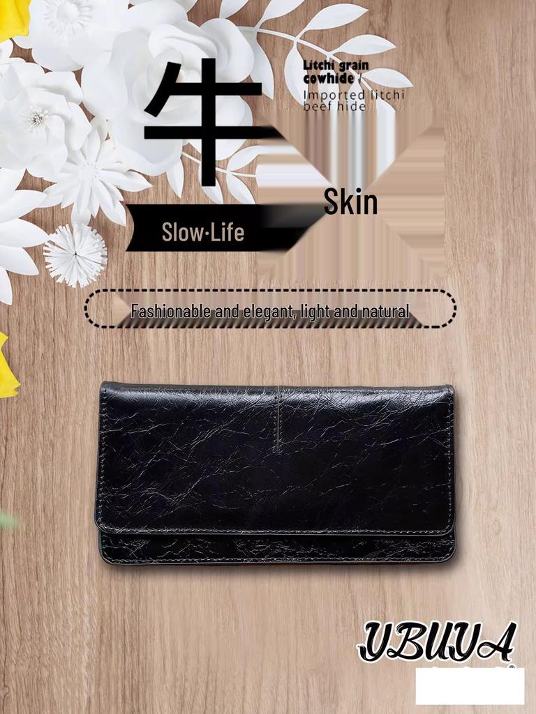 Women's Genuine Leather Long Wallet 2025 - Card Holder, Trendy, High-End, Practical Design