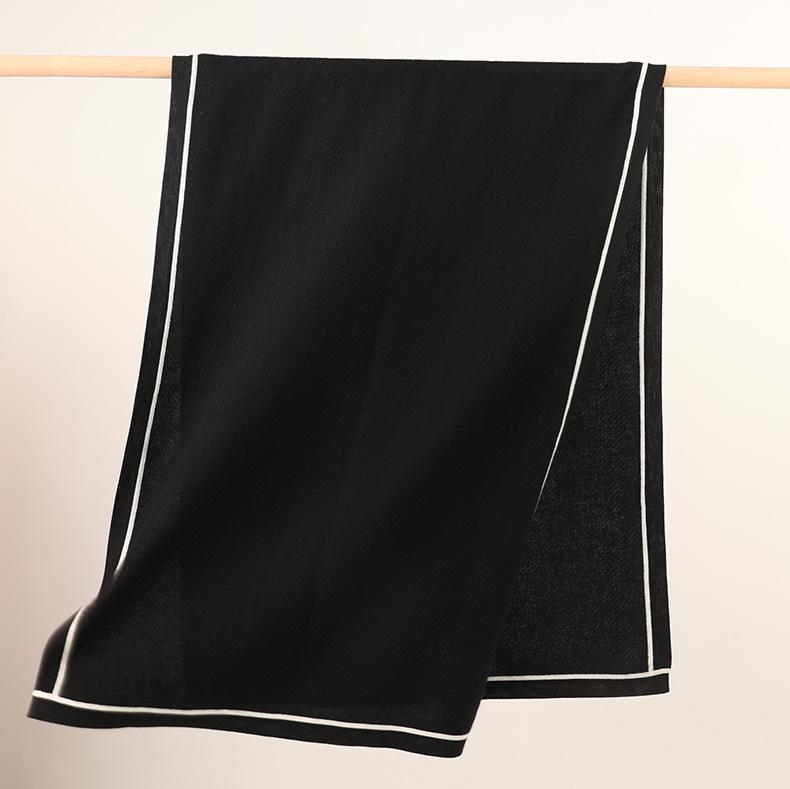 

Новая осенне-зимняя кашемировая шаль для мужчин и женщин, простая, теплая, двойного назначения, верхний шарф, рамка, теплая, большая, на плечи Above 175cm чёрный