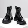 Fashion New Genuine Leather Mens Motorcycle Boots Fashion Casual High Top Shoes High Quality Male Biker Boot Warm Plush Fur Winter Botas