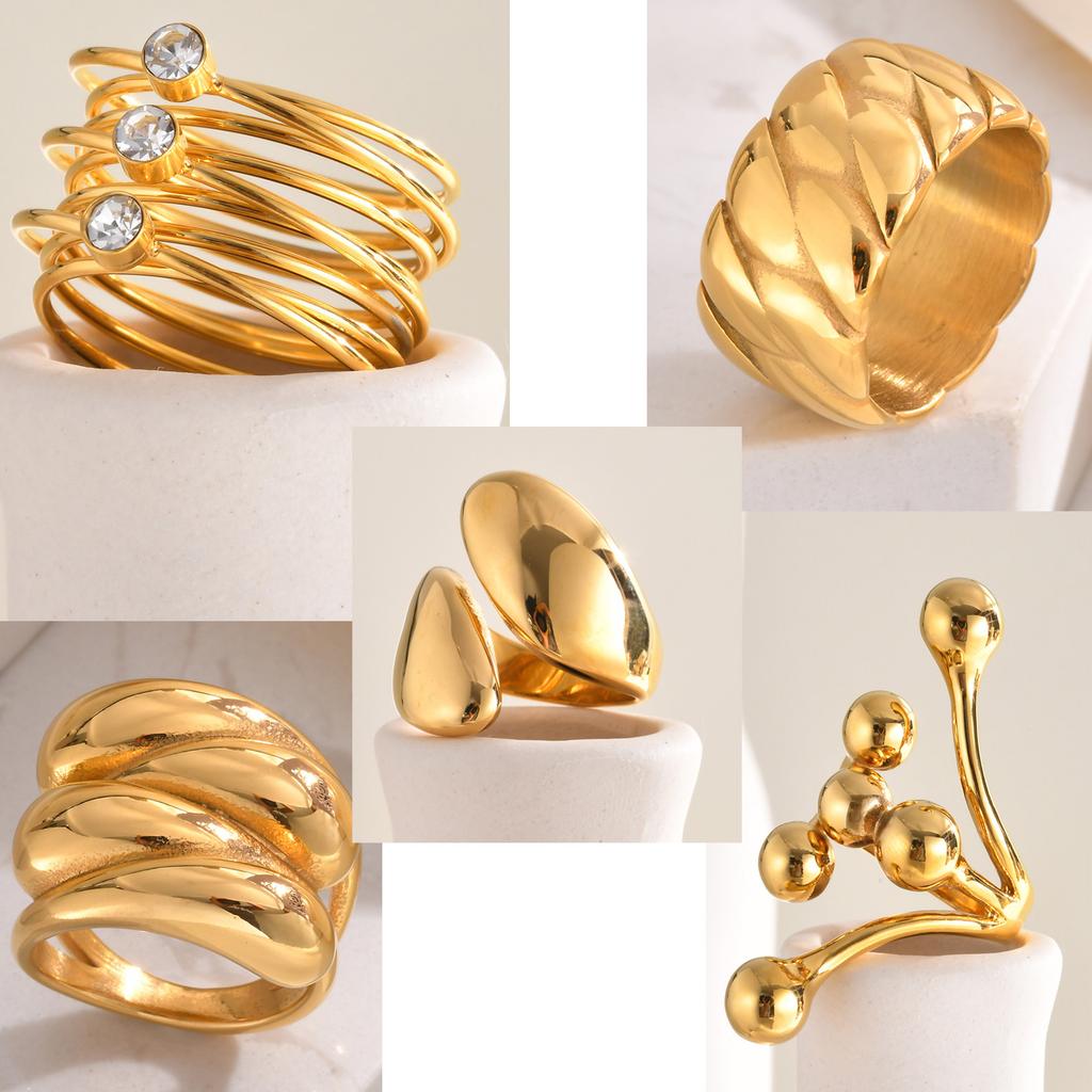 Chunky Open Twist Stackable Rings for Women, Bold Crossover Statement Ring Stainless Steel Jewelry