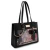 Japanese School Girl Cute Bowknot PU Leather Shoulder Bag Itabag Student Anime Clear Window Zippered Handbag for Women  White