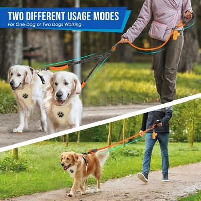 Reflective Double Leash 360 ° Rotating Leash, Large Dog Double Handle And Shock Absorption Technology For Walking And Training