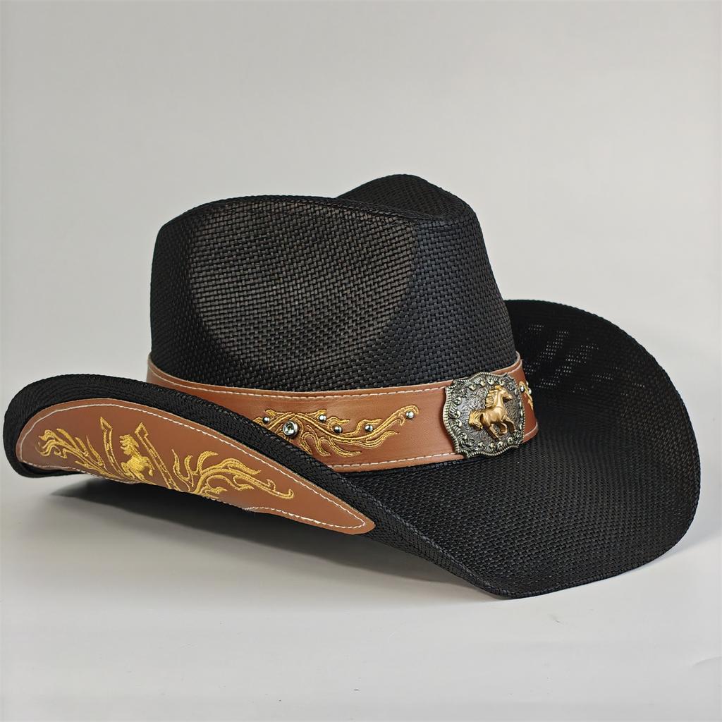 Embroidery Horse Accessories Straw Cowboy Hat For Women Men – Western Sun Hat For Country Concert Rodeo And Cowgirl Hat