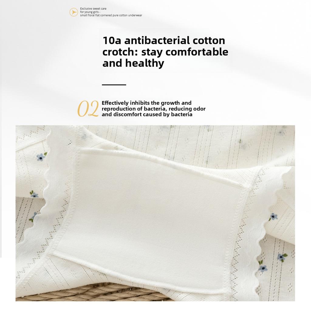 Women's Spring and Summer Floral Cotton Anti Bacterial Crotch Flat Angle Underwear