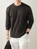 Men's Autumn/Winter Long-Sleeve Crew Neck T-Shirt - 320G Heavyweight Xinjiang Long-Staple Cotton, Loose Fit, Solid Color