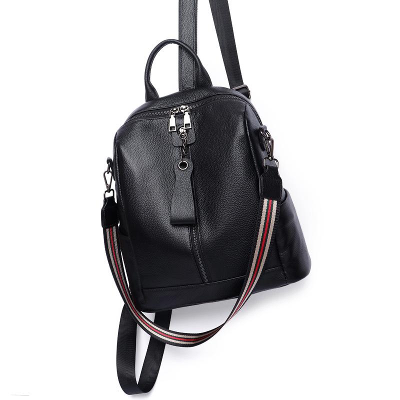 2020 new leather backpack women s Korean version of versatile first-layer cowhide simple dual-purpose large-capacity soft leather women s backpack
