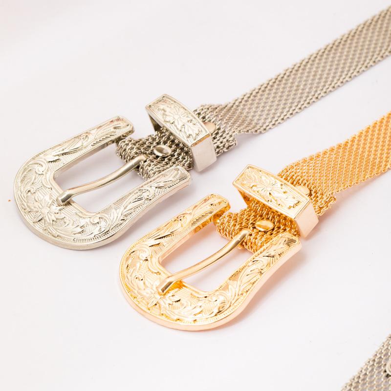 Szerokość 3,3 cm Modny pasek z klamrą na szpilkę Cienki damski metalowy dodatek do spódnicy koszuli Pasek do talii Wszechstronny łańcuszek łańcuszek do talii