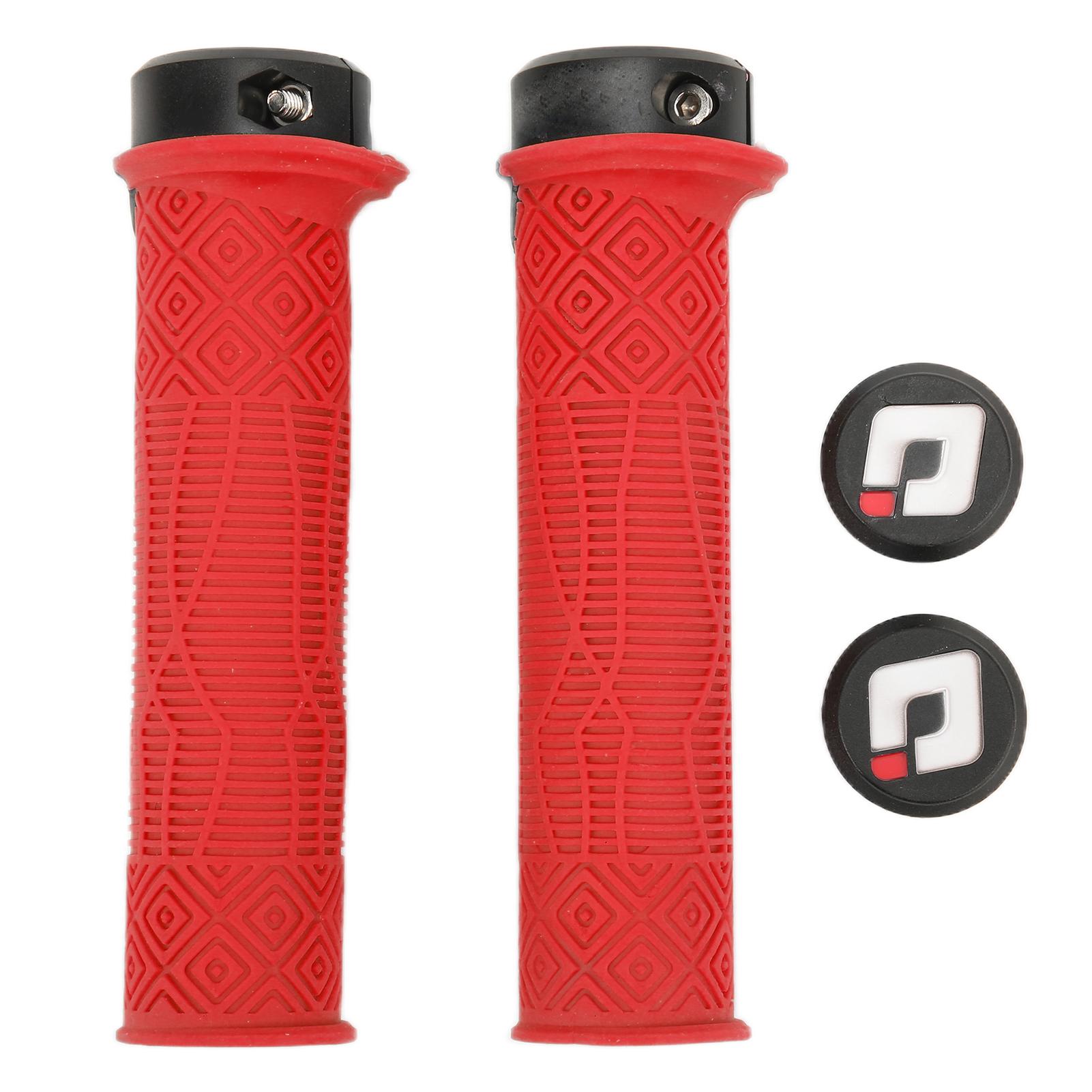 Bike Handlebar Grips Lightweight Rubber Anti Skid Handle Bicycles Grip for Bikes красный