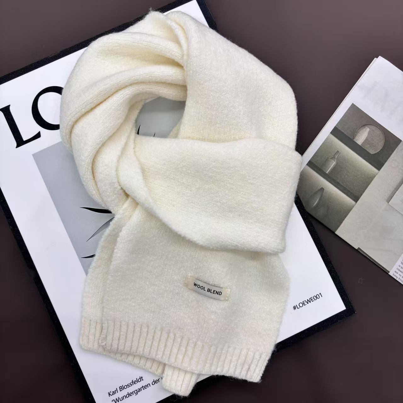 

Женский вязаный шарф из смесовой шерсти - Однотонный, Осень/Зима, Корейский стиль, Теплая и удобная защита шеи 160CM