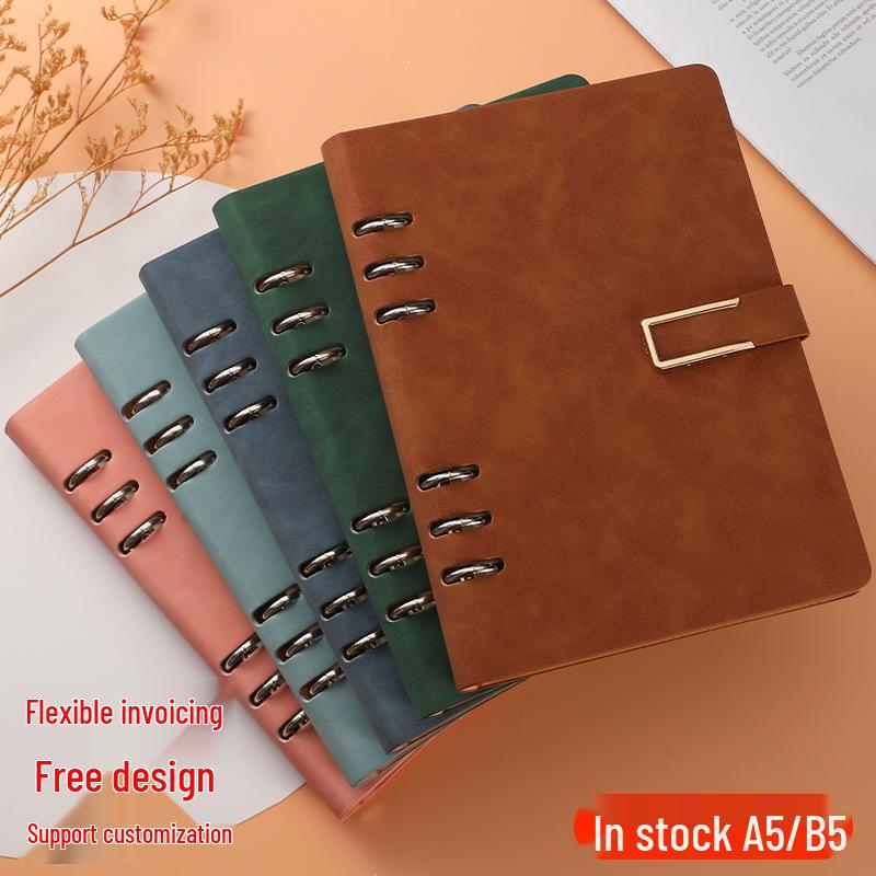 A5 Loose-Leaf Notebook Gift Set: Business Diary with Hollowed 6-Hole Design and Customizable Logo