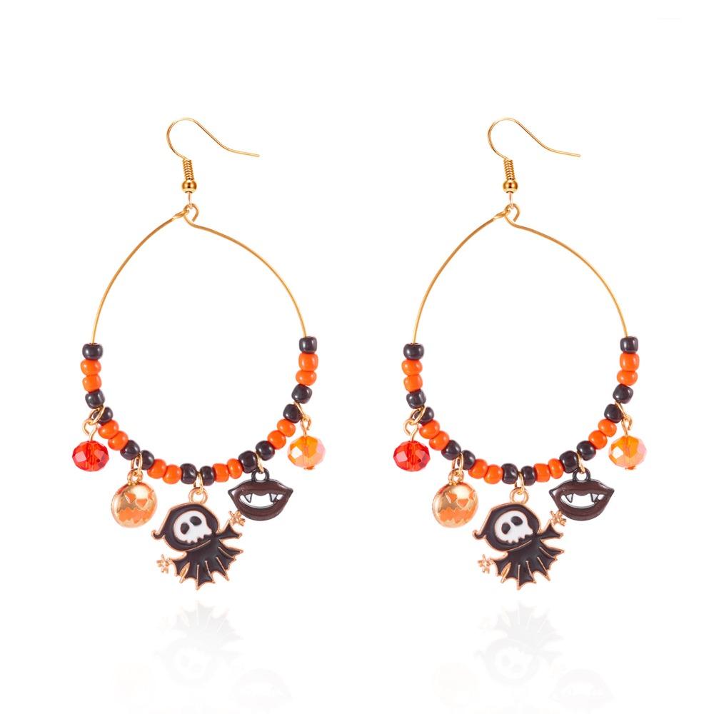 Circle Halloween Earrings Skull Ghost Dangle Earrings Fashion Pumpkin Hoop Earrings Holiday